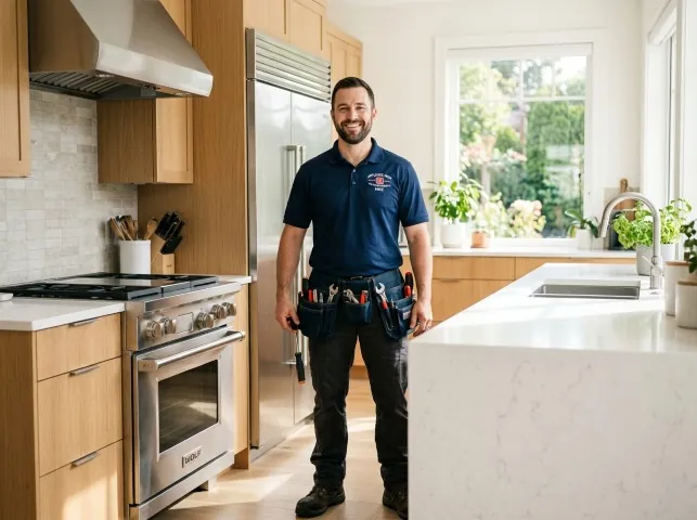 Appliance Repair Hero technician in a Byhalia, MS kitchen after an appliance repair
